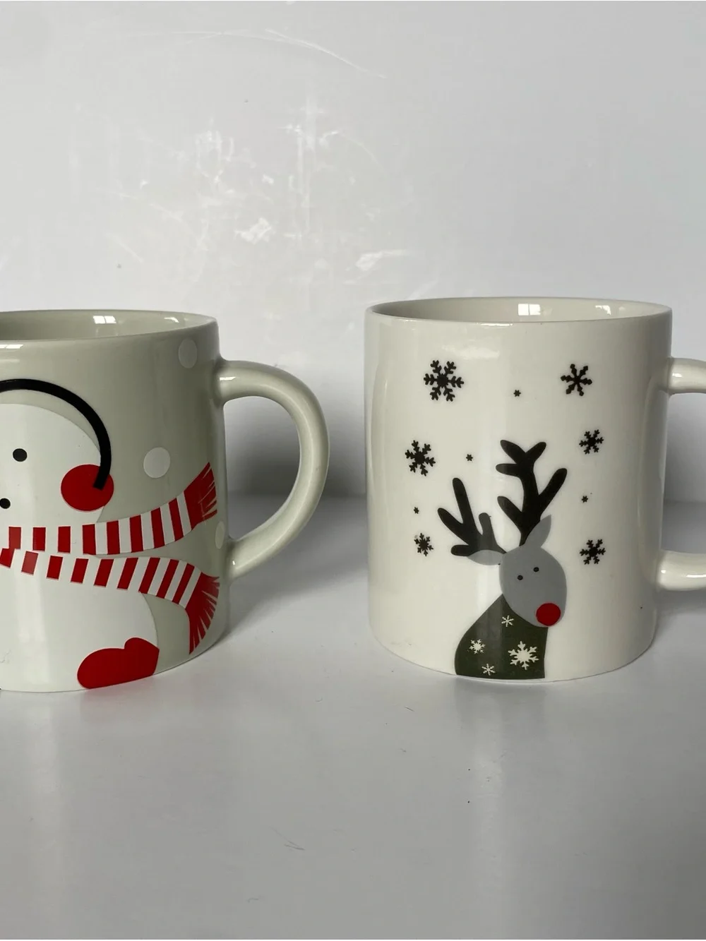 Crate & Barrel Holiday Mug Joan Anderson Reindeer Christmas Tree Snowman 3” Cup